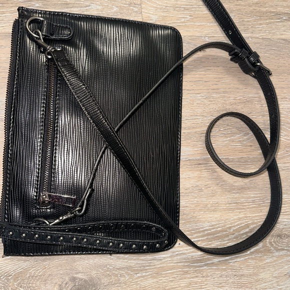 Chico's Two Tone Purse Crossbody Bag Adjustable Solid Black 8H X 11L - Picture 5 of 12